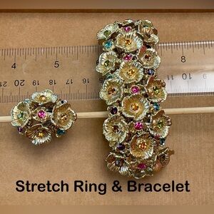 Women’s Stretch MultiColored Stones gold set